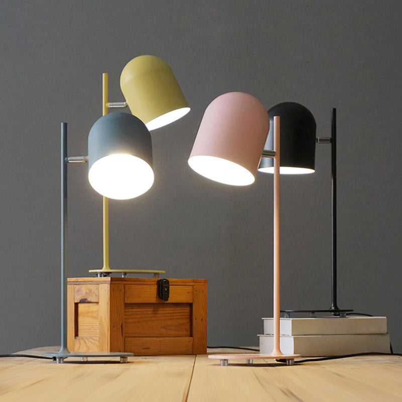 Fun Macaron Bell Nightstand Lamp For Kids Bedroom - Metal Base 1-Bulb Table Light