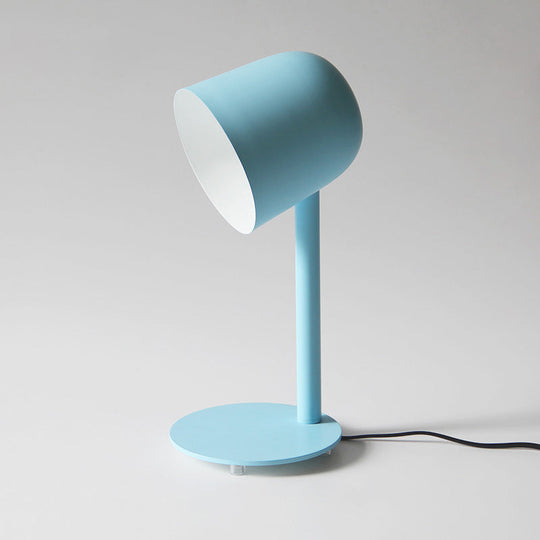 Fun Macaron Bell Nightstand Lamp For Kids Bedroom - Metal Base 1-Bulb Table Light Blue