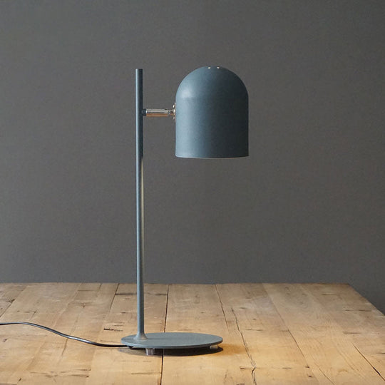 Fun Macaron Bell Nightstand Lamp For Kids Bedroom - Metal Base 1-Bulb Table Light Dark Blue