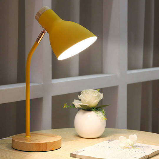 Swivelable Macaron Metal Night Lamp - Child Room Table Light With Flashlight Design Yellow