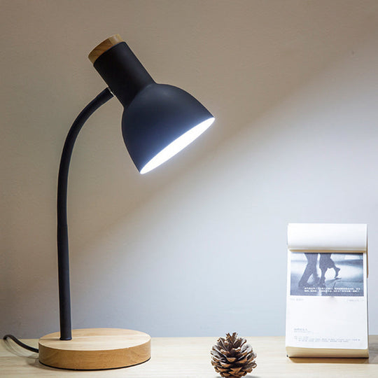 Nordic Style Gooseneck Metal Reading Lamp: Elegant Bell Shade Night Table Light