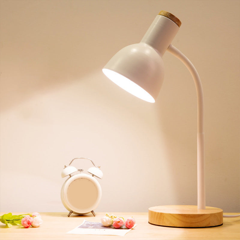 Nordic Style Gooseneck Metal Reading Lamp: Elegant Bell Shade Night Table Light