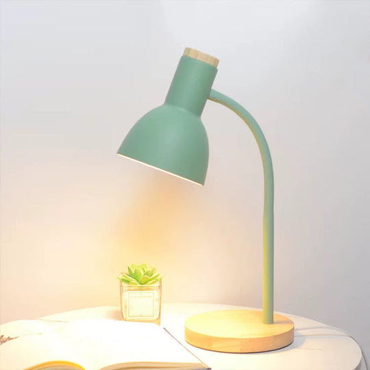 Nordic Style Gooseneck Metal Reading Lamp: Elegant Bell Shade Night Table Light Green