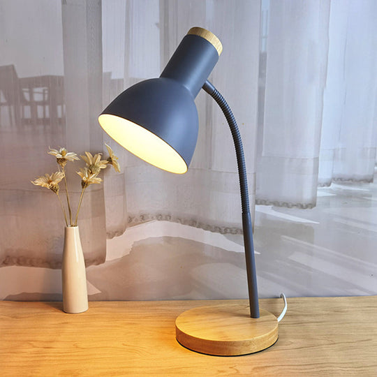 Nordic Style Gooseneck Metal Reading Lamp: Elegant Bell Shade Night Table Light Grey
