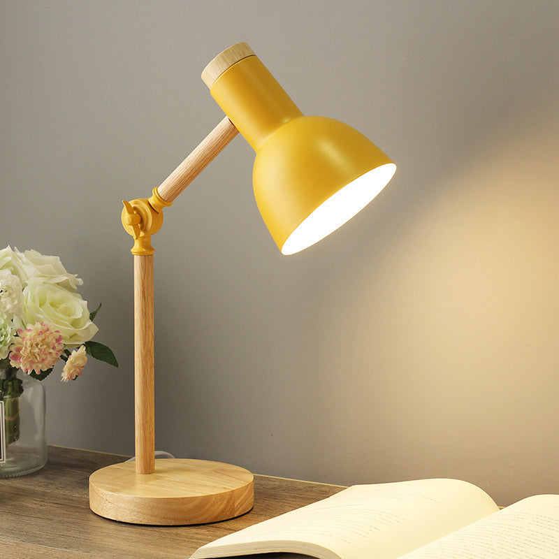 Adjustable Macaron Metal Table Lamp - Torchlight Shade Study Light For Bedroom Nightstands Yellow