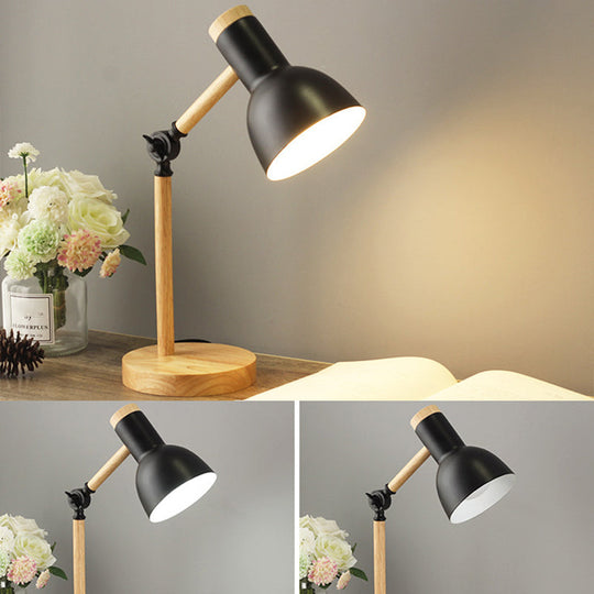 Adjustable Macaron Metal Table Lamp - Torchlight Shade Study Light For Bedroom Nightstands Black