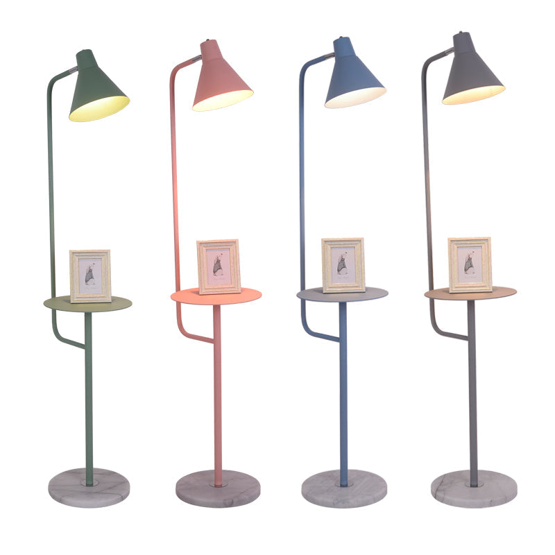 Macaron 1-Bulb Rotatable Floor Lamp With Metal Shade - Funnel Shaped Standing Light Fixture