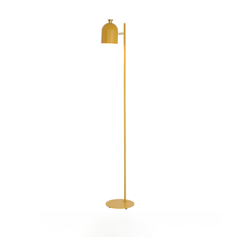 Metal Cloche Shaped Floor Lamp - Adjustable Macaron Standing Light For Living Room Yellow