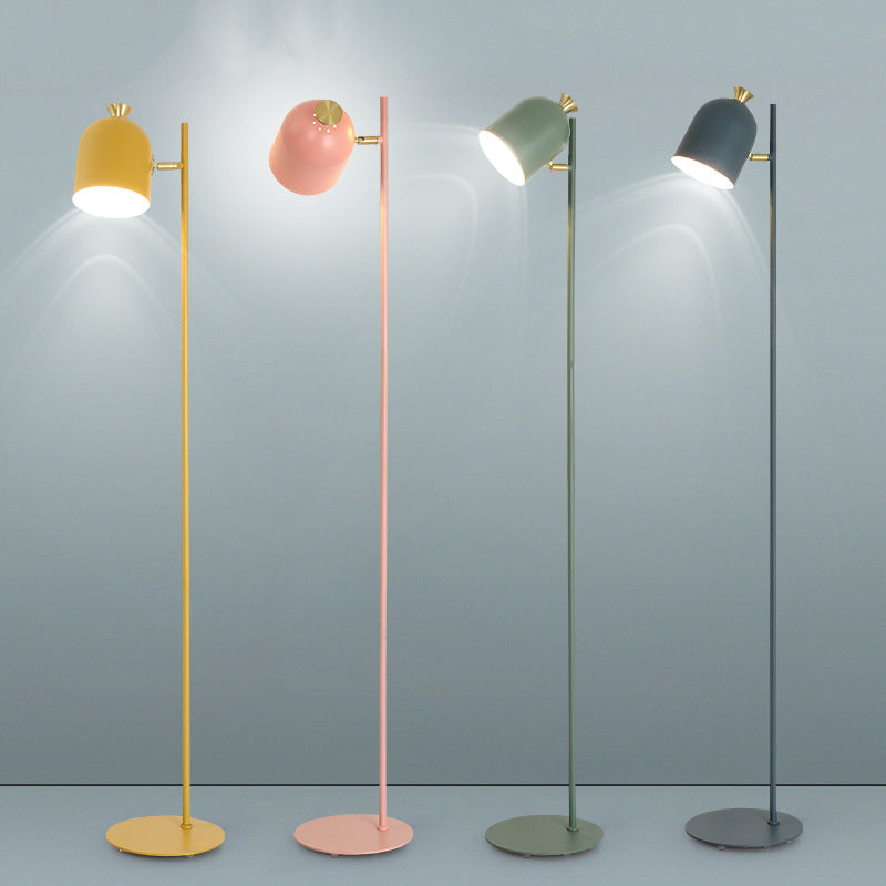 Metal Cloche Shaped Floor Lamp - Adjustable Macaron Standing Light For Living Room