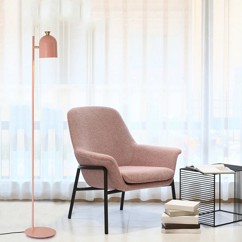 Metal Cloche Shaped Floor Lamp - Adjustable Macaron Standing Light For Living Room Pink