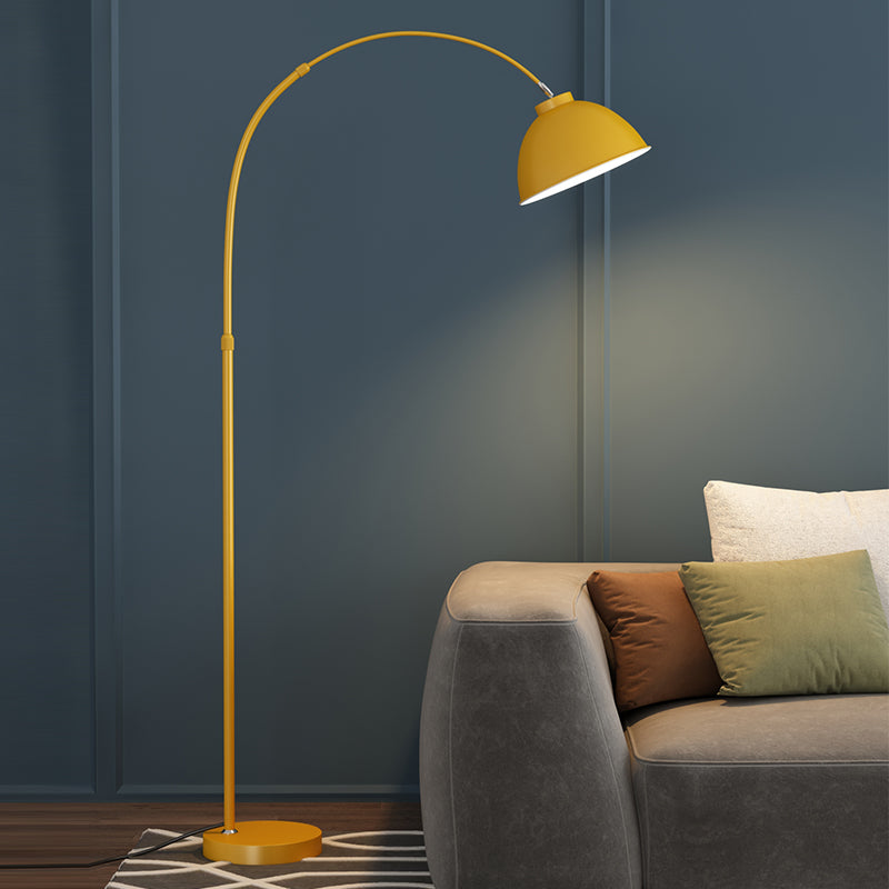 Adjustable Domed Floor Lamp With Metal Stand - Stylish Living Room Lighting Yellow