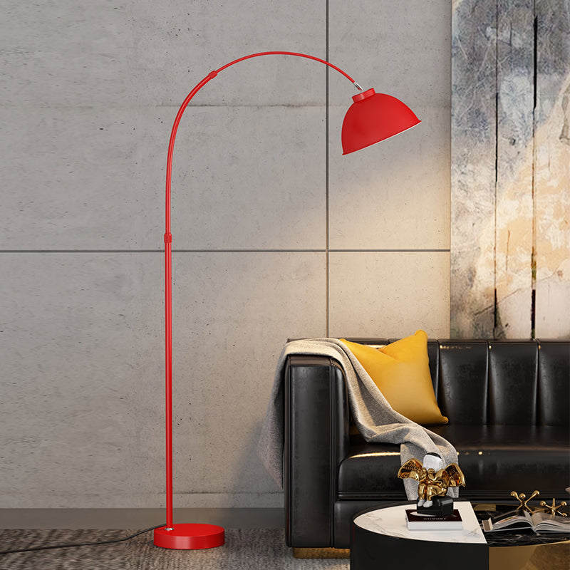 Adjustable Domed Floor Lamp With Metal Stand - Stylish Living Room Lighting Red