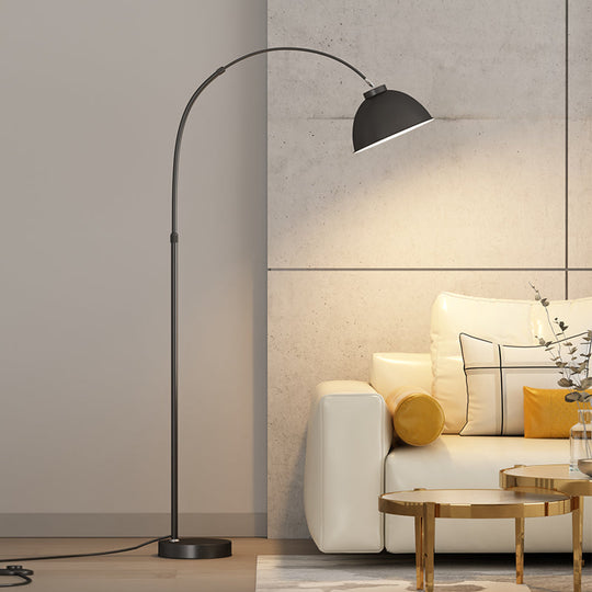 Adjustable Domed Floor Lamp With Metal Stand - Stylish Living Room Lighting Black