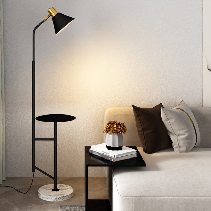 Nordic Metal 1-Head Floor Lamp With Cone Shade - Living Room Task Lighting Black