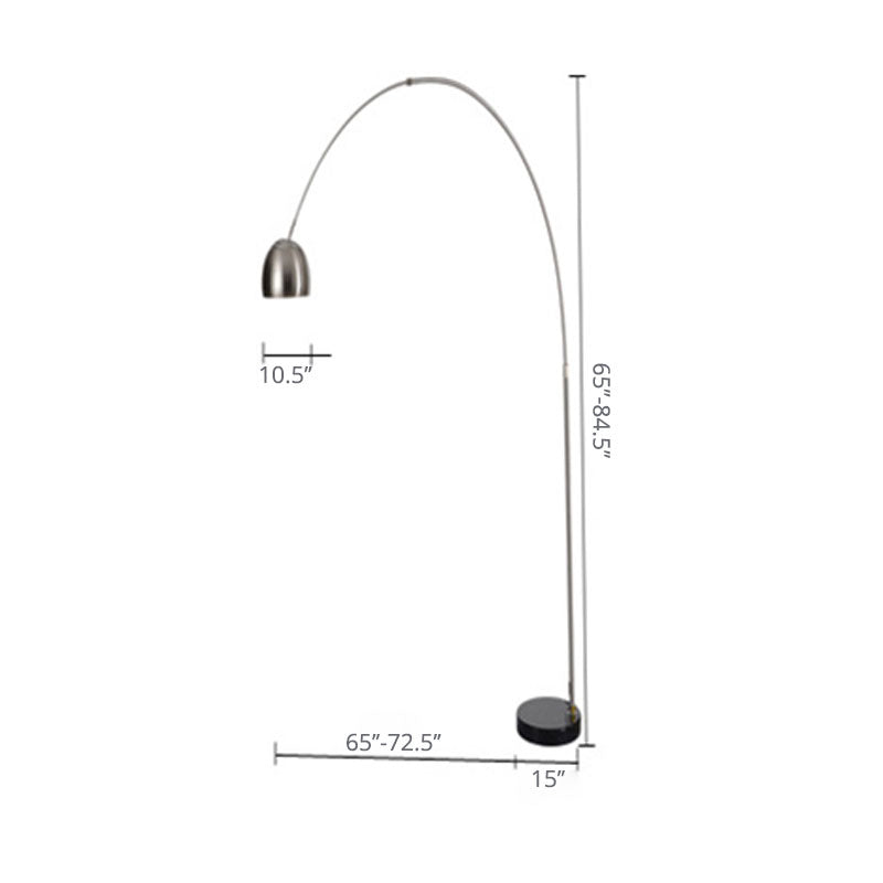 Modern Stainless Steel Dome Floor Lamp With Vent Design And Fishing Rod Arm For Industrial Living
