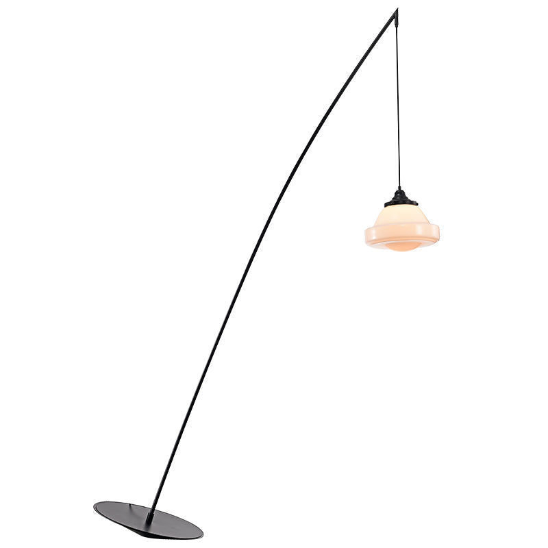 Fishing Floor Lamp: Simplicity Metal Led Light With Dangling Shade White