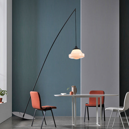 Fishing Floor Lamp: Simplicity Metal Led Light With Dangling Shade