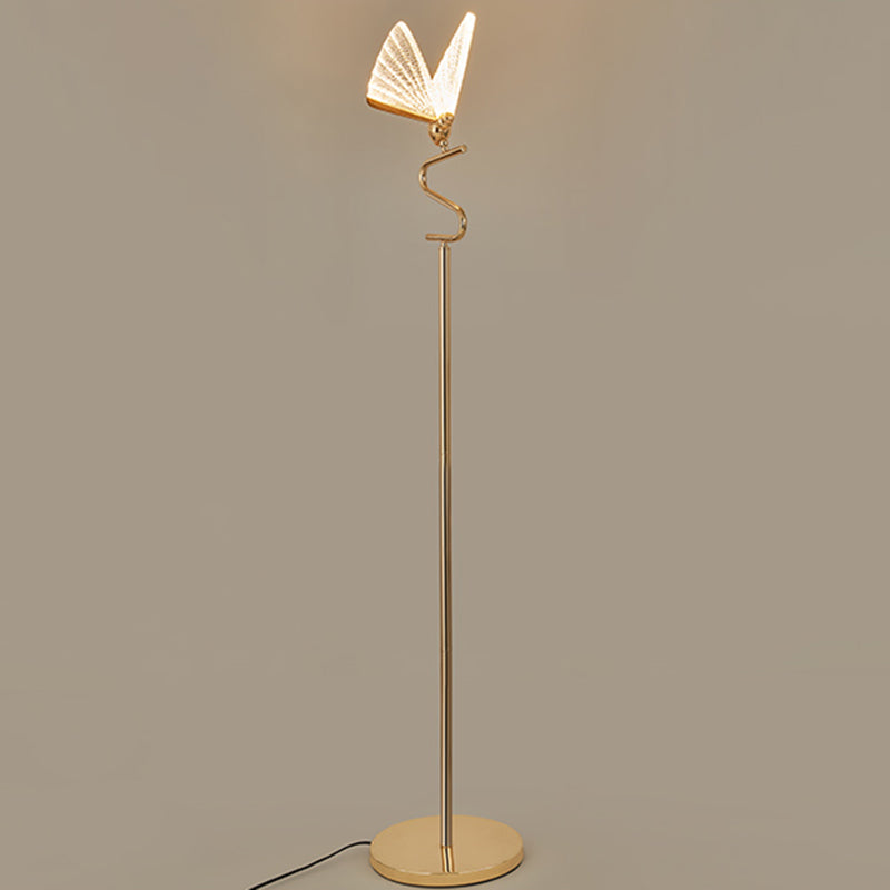 Art Deco Acrylic Led Floor Light With Gold Finish - Stylish Standing Lamp For Living Room /