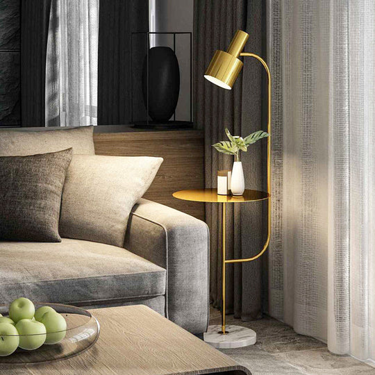 Modern Grenade Metal Floor Lamp With Tray - Perfect For Living Room Gold / 12.5