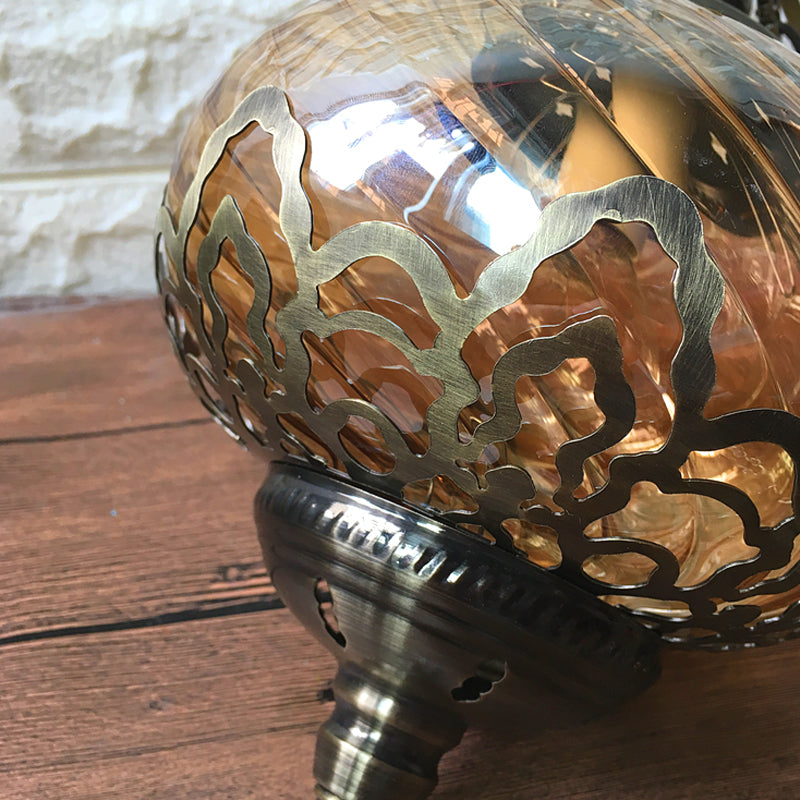Yellow Glass Globe Pendant Lamp - Antique Single Head Ceiling Light For Coffee Houses