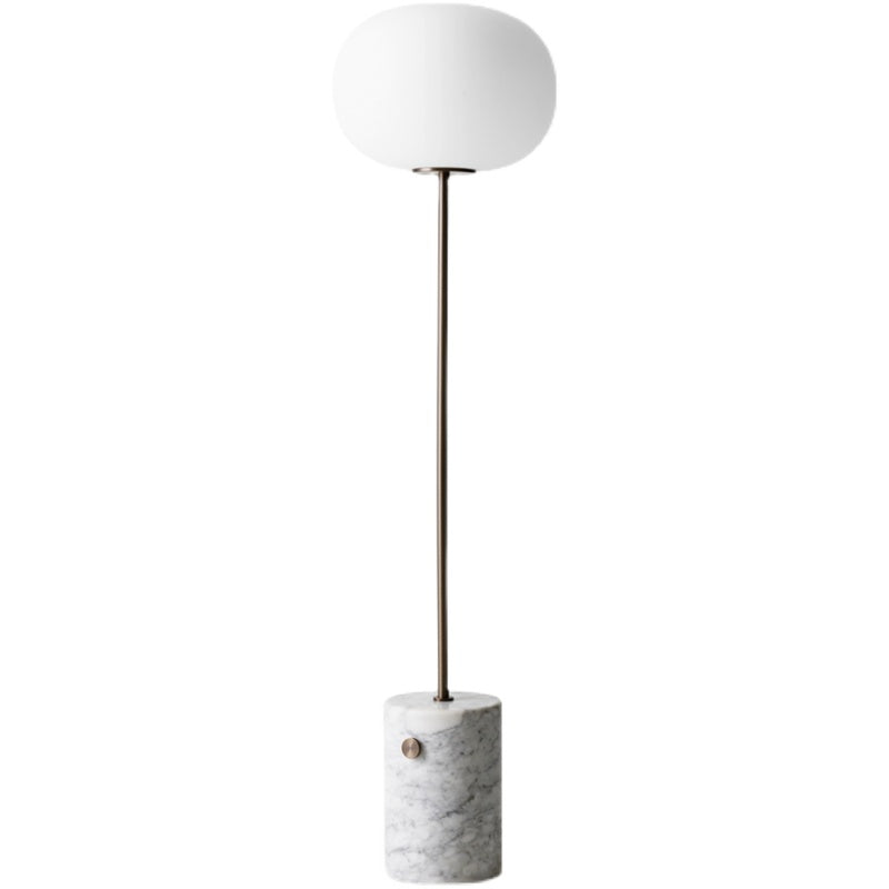 Minimalistic Cream Glass Floor Lamp With Marble Base - Single-Bulb Stand-Up Lighting