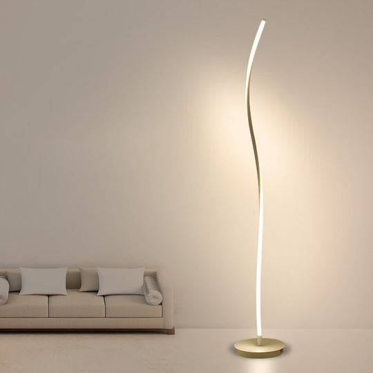 Modern Twist Aluminum Led Floor Lamp Simplistic Stand For Living Room White