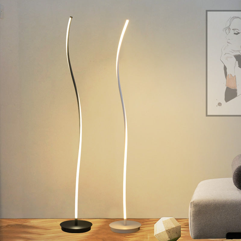 Modern Twist Aluminum Led Floor Lamp Simplistic Stand For Living Room