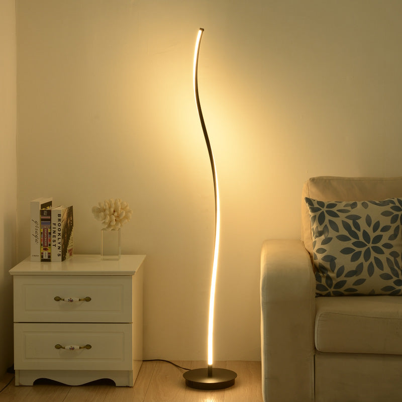 Modern Twist Aluminum Led Floor Lamp Simplistic Stand For Living Room Black