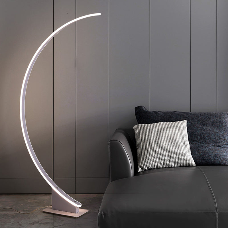 Minimalist Led Floor Lamp With Acrylic Diffuser - Sleek Metal Stand For Bedside Lighting White