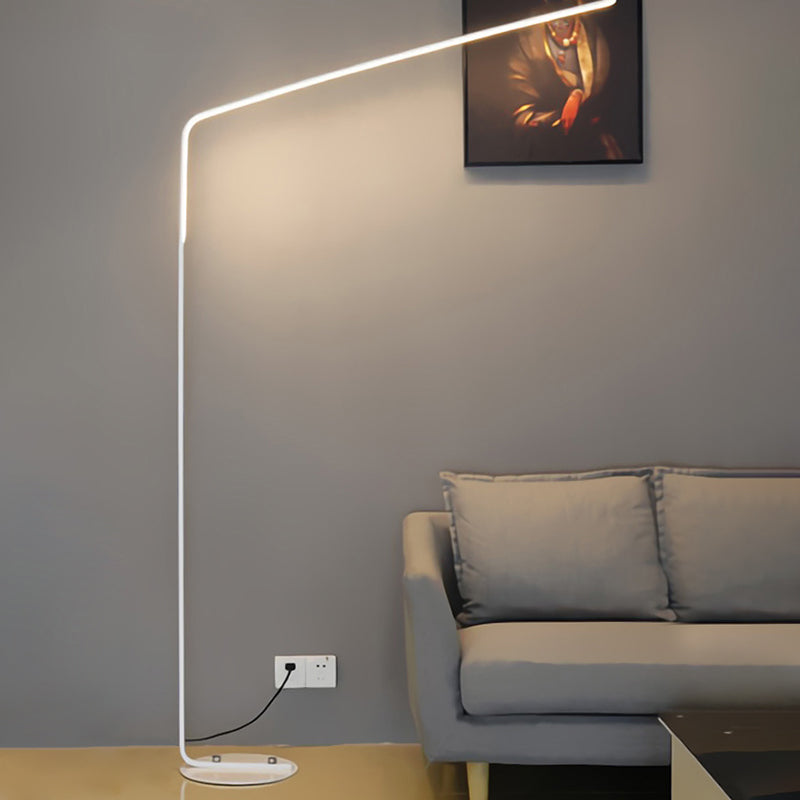Modern Metal Linear Floor Lighting With Foot Switch - Sleek Led Standing Light White