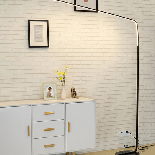 Modern Metal Linear Floor Lighting With Foot Switch - Sleek Led Standing Light