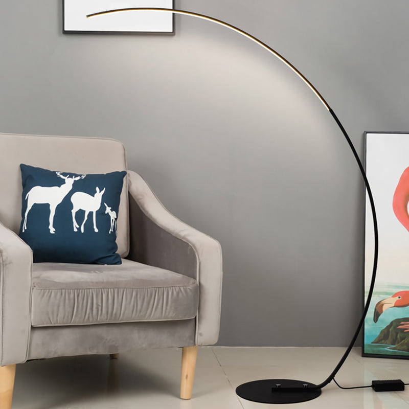 Metallic Led Floor Lamp - Bow Shaped Design Simple & Stylish For Living Room Black