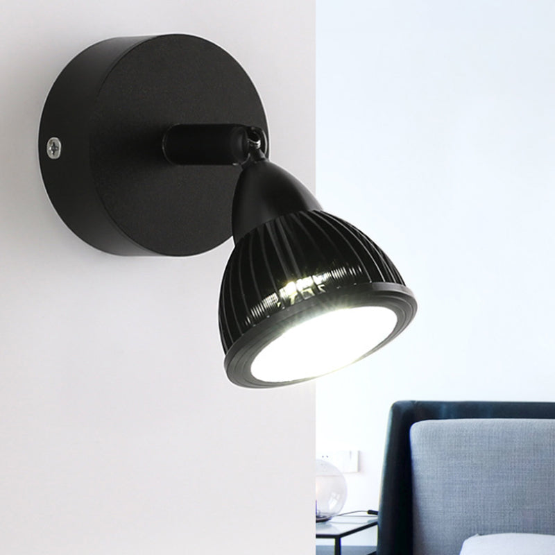 Rotatable Mini Metal Industrial Style Wall Light - 1 Bedside Sconce Fixture (Black) Black