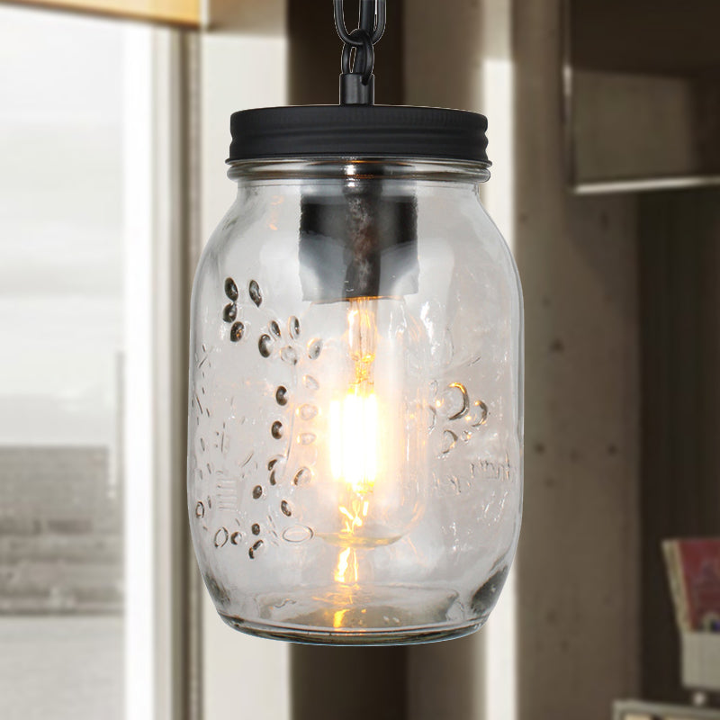 Classic Mason Jar Hanging Ceiling Light Pendant Lighting in Black