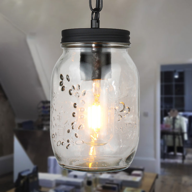 Classic Mason Jar Hanging Ceiling Light Pendant Lighting in Black