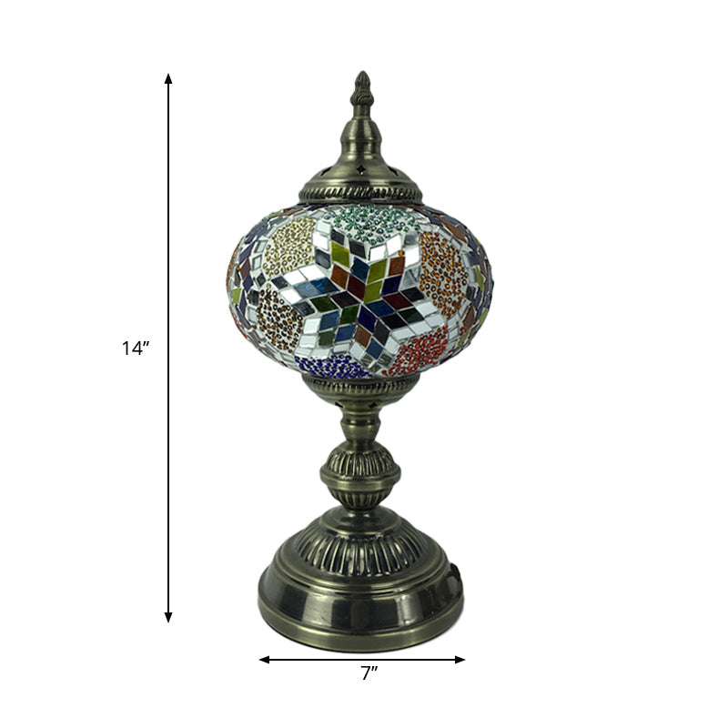 Traditional Red/Blue/Gold Glass Sphere Desk Lamp 1 Head Task Lighting For Living Room