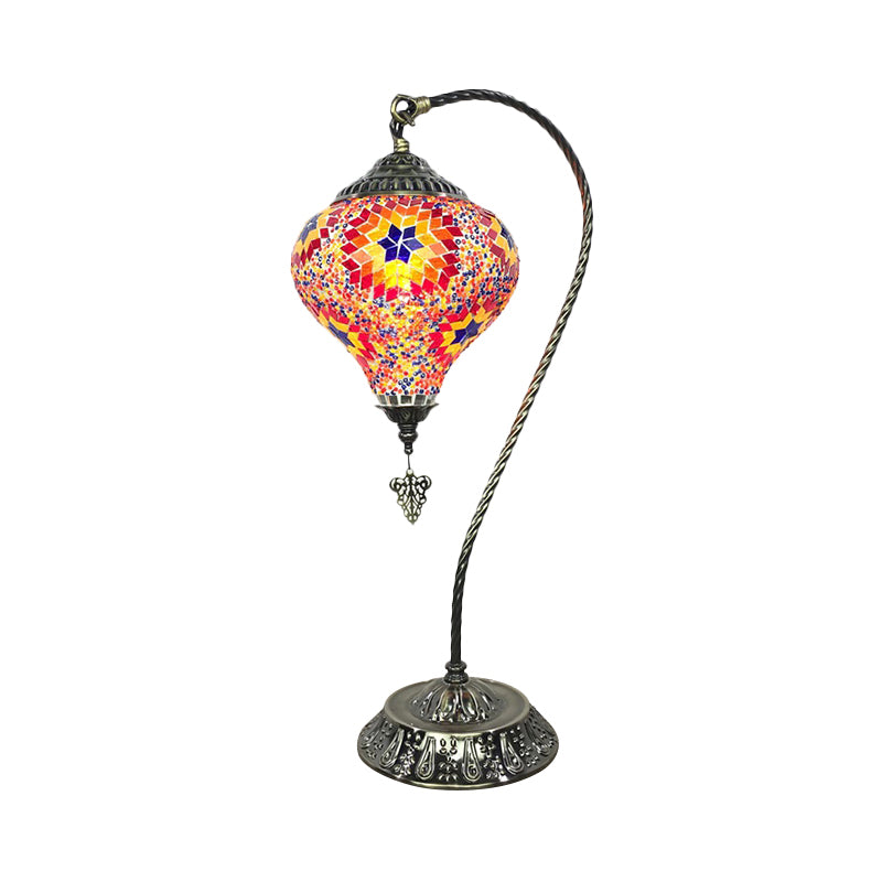 Antique Droplet Glass Shade Restaurant Table Lamp With Colorful Bulb