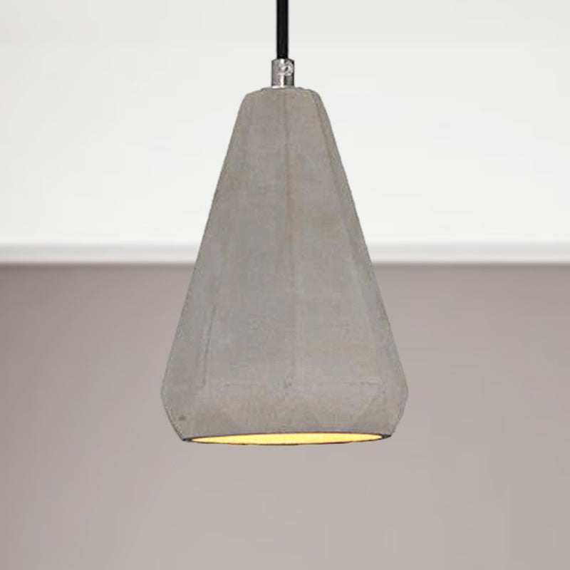 Industrial Conical Pendant Light - Gray Cement Finish, Minimalist Kitchen Hanging Fixture
