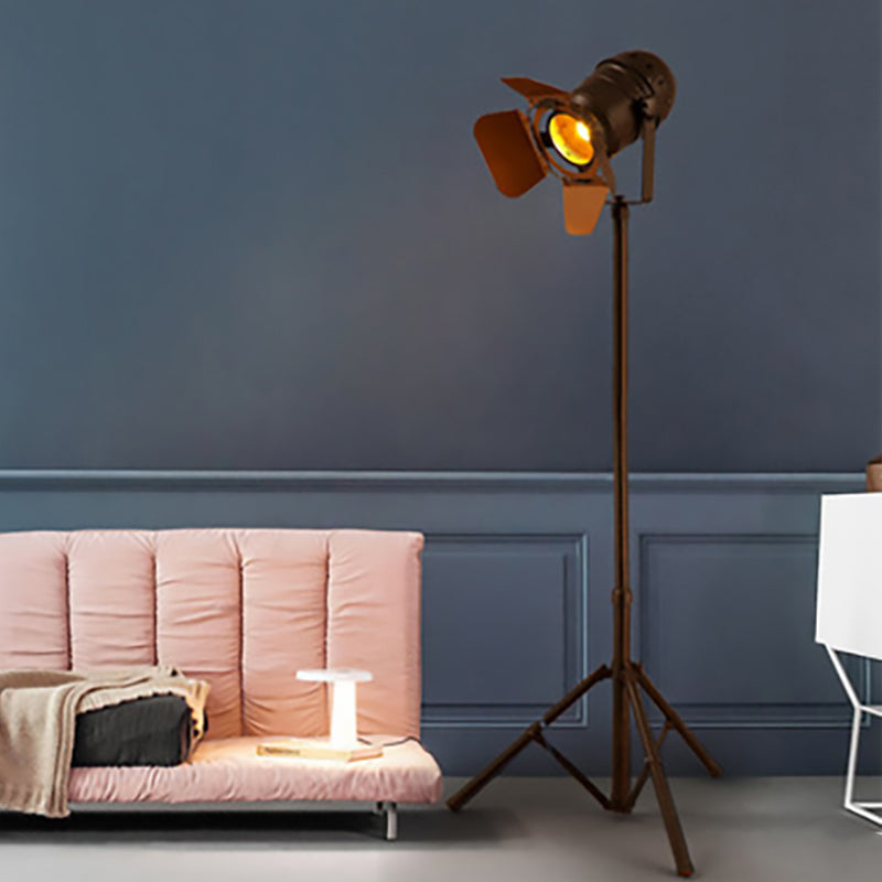 Antique Tripod Floor Lamp - Stylish & Rotatable 1/2-Light Metallic In Dark Rust For Living Room 1 /