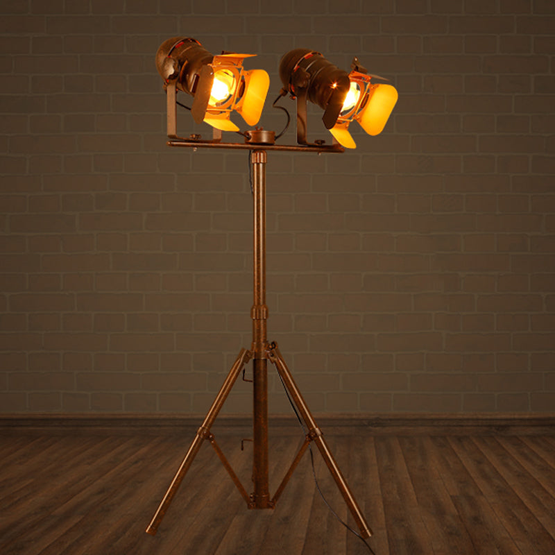 Antique Tripod Floor Lamp - Stylish & Rotatable 1/2-Light Metallic In Dark Rust For Living Room 2 /