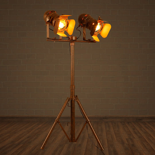 Antique Tripod Floor Lamp - Stylish & Rotatable 1/2-Light Metallic In Dark Rust For Living Room 2 /