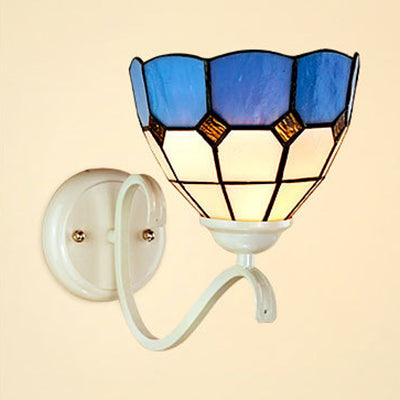 Nautical Stained Glass Swallow-Tail Wall Mount Light - White Indoor Sconce