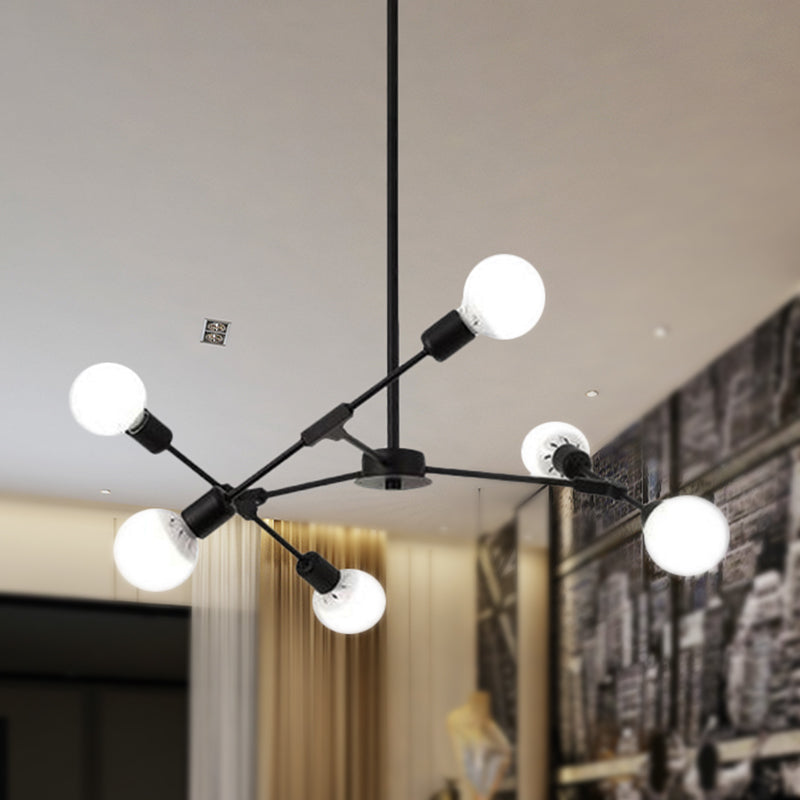 Metallic Black/Gold Chandelier: Modern 6/8 Light Industrial Ceiling Fixture For Bedroom 6 / Black