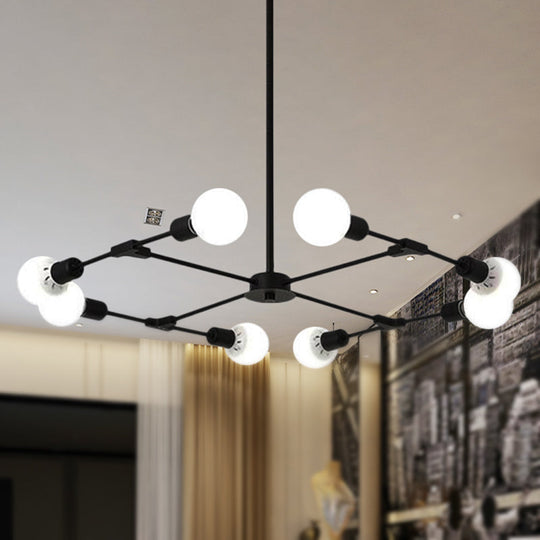 Metallic Black/Gold Chandelier: Modern 6/8 Light Industrial Ceiling Fixture For Bedroom 8 / Black