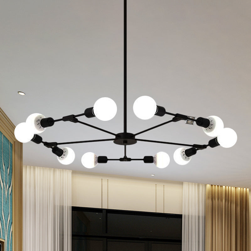 Industrial Style Metallic Black/Gold Chandelier Ceiling Light Fixture - 6/8 Lights for Bedroom