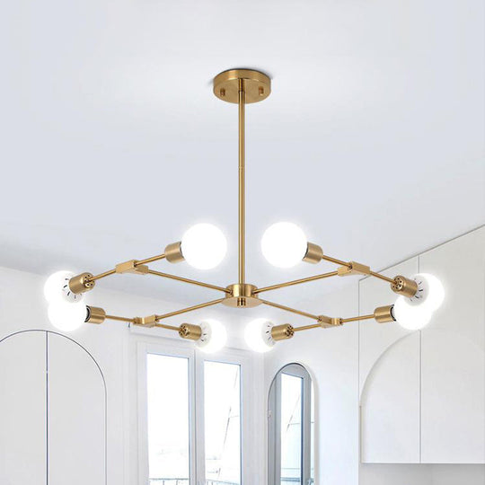 Metallic Black/Gold Chandelier: Modern 6/8 Light Industrial Ceiling Fixture For Bedroom 8 / Gold