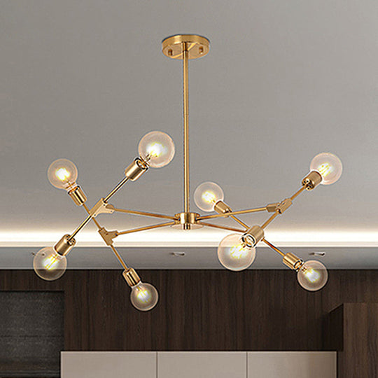 Metallic Black/Gold Chandelier: Modern 6/8 Light Industrial Ceiling Fixture For Bedroom