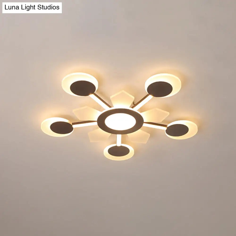 25/31.5 W Coffee Floral Flush Led Ceiling Light - Modernist Acrylic Flushmount Super Thin Design