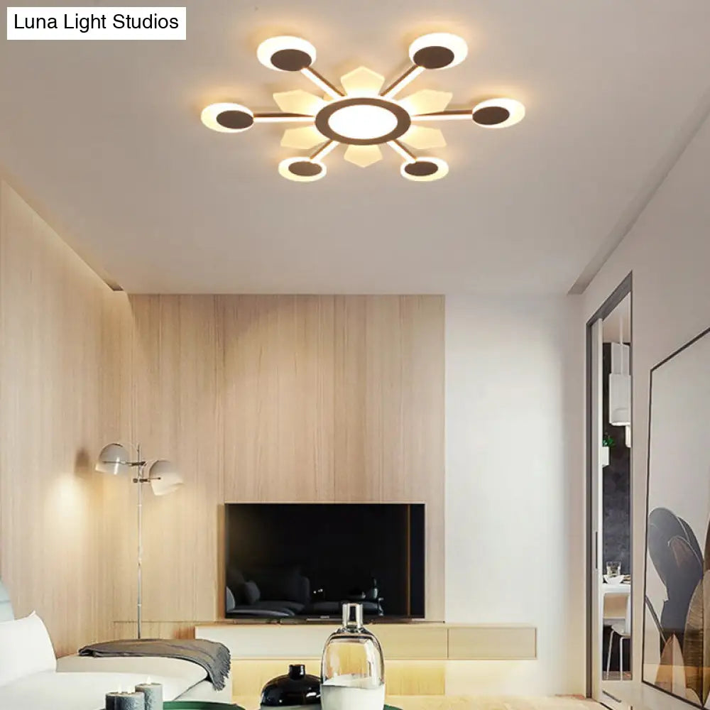 25/31.5 W Coffee Floral Flush Led Ceiling Light - Modernist Acrylic Flushmount Super Thin Design