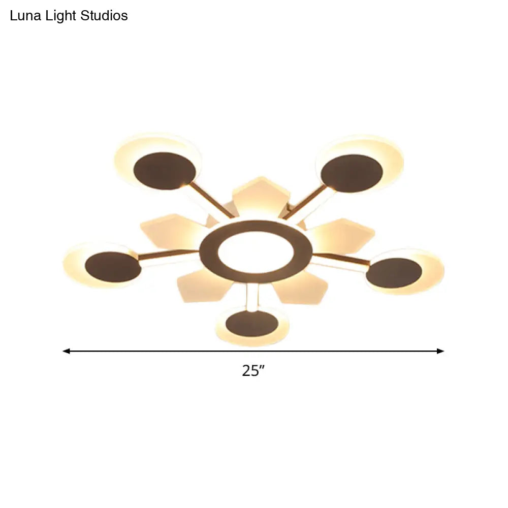 25/31.5 W Coffee Floral Flush Led Ceiling Light - Modernist Acrylic Flushmount Super Thin Design